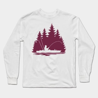 Lake Life Kayak Fisherman Silhouette Long Sleeve T-Shirt